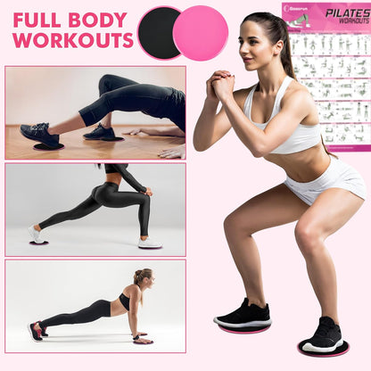 Pilates Ring Set Exercise Equipment with Exercise Bands Resistance Bands Set, Pilates Ball, Sliding Disks – Workout Equipment Home Gym Includes Complete Fitness Guide