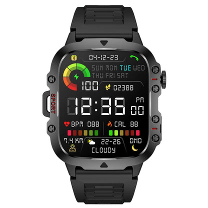 QX11 1.96Inch HD Screen Bluetooth Call Heart Rate Blood Pressure Spo2 Monitor Breath Training SOS Sleep Monitoring Multi-Sport Modes Music Playback 3ATM Waterproof Smart Watch