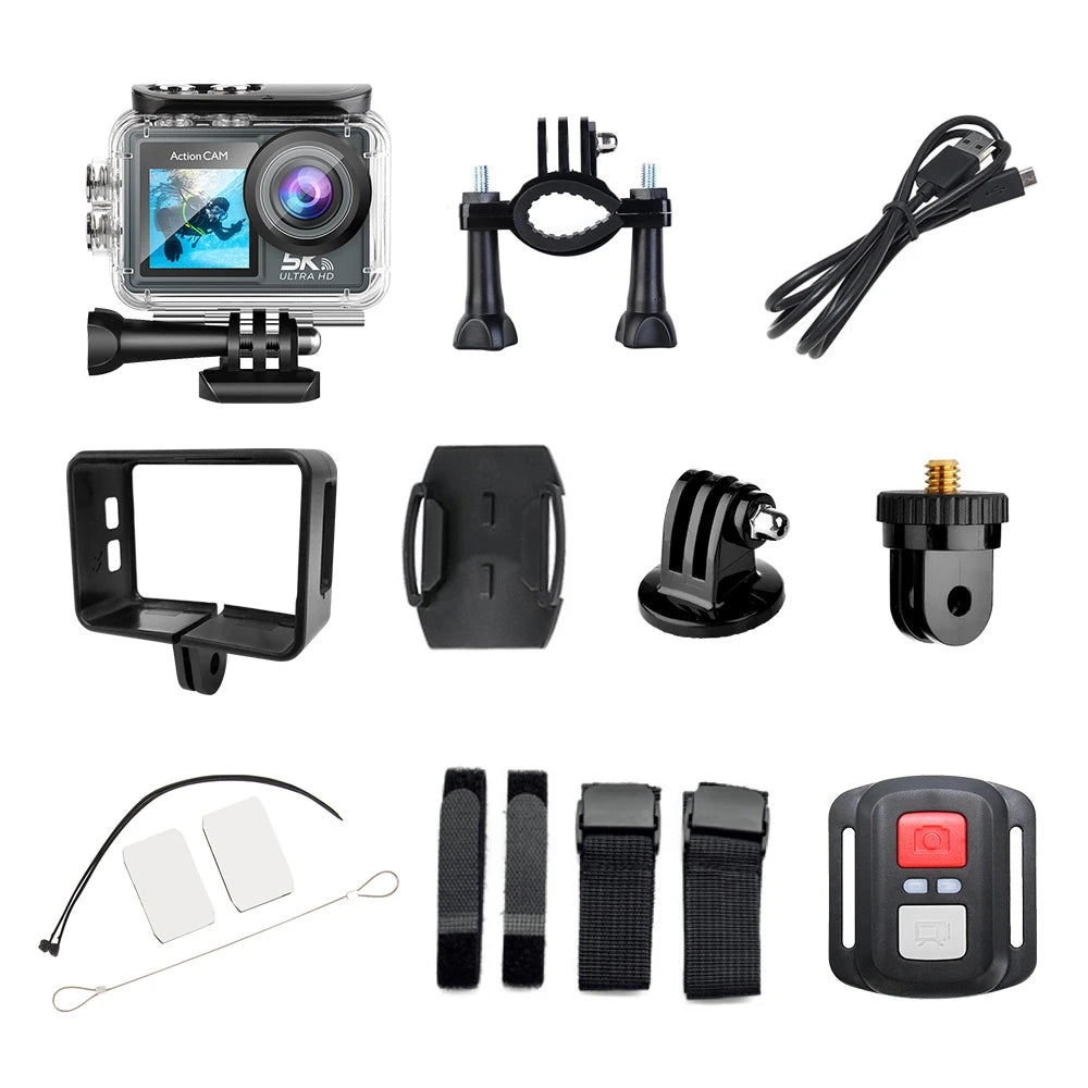 5K 30FPS Dual Color Screen Action Sports Camera Wifi Remote Contro Waterproof Riding Camera DV