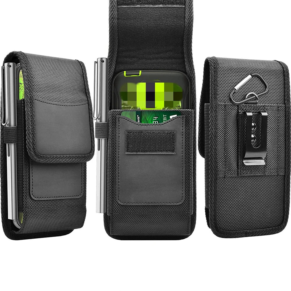Vertical 5-7.5 Inch Phone Holster Case Waist Bag with Belt Clip Portable Nylon Pouch Cover L-XXXL
