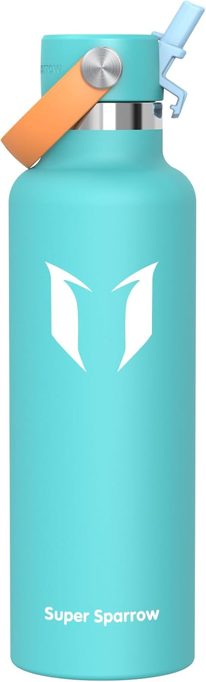 Sparrow Insulated Water Bottle - 350Ml/500Ml/750Ml/1L/1.2L - Flipflow Metal Water Bottles with Straw Lid - BPA Free - Leakproof Stainless Steel Flask for Sport, Gym, School, Outdoor, Travel