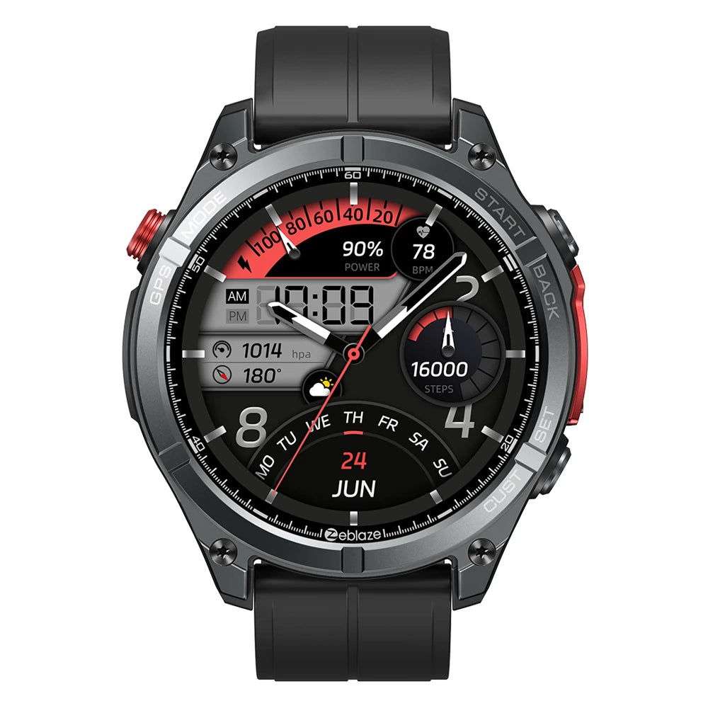 [World Premiere] Stratos 4 1.43-Inch AMOLED GPS 5ATM&IP69K Waterproof Built-In Flashlight Compass&Barometric Altimeter 60 Days Battery Life Voice Assistant Bluetooth Call Heart Rate Spo2 Monitor Sleep Monitoring Multi-Sport Modes Smart Watch