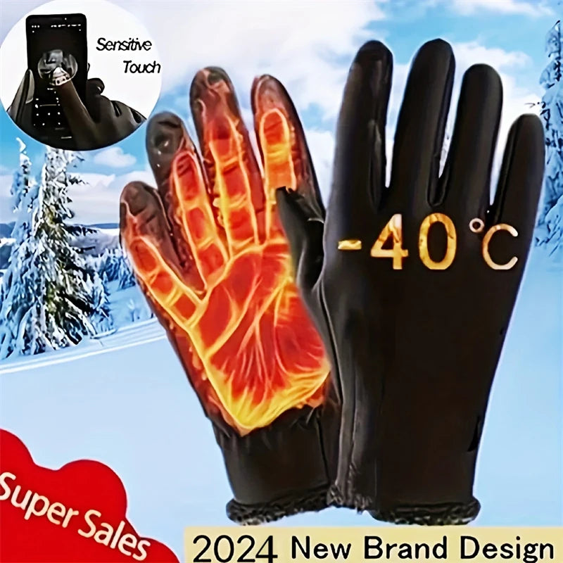 Winter Cycling Gloves Waterproof Outdoor Sports Running Motorcycle Touch Screen Unisex Non-Slip Warm Full Finger Gloves