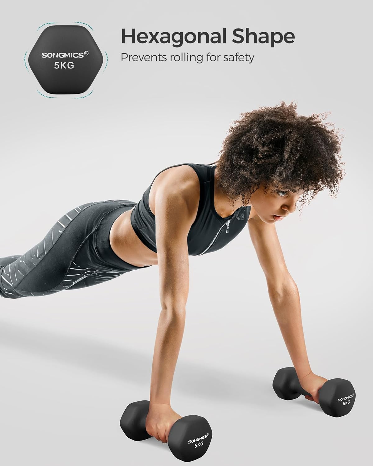 Dumbbells Set of 2 Dumbbells Hexagon Neoprene Coating Strength Training Workout Fitness Training Home