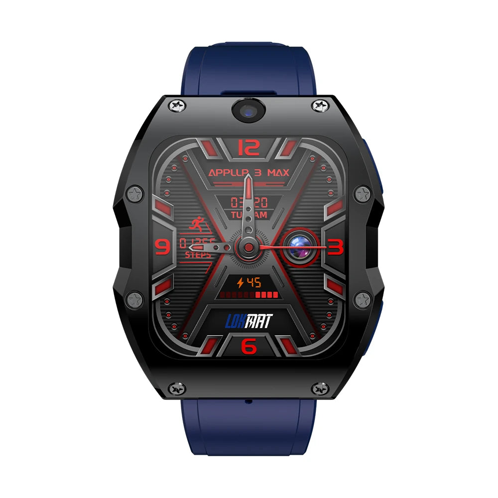 LOKMAT APPLLP 3 MAX 2.02 Inch HD TFT Display Bluetooth Call Heart Rate Spo2 Monitor Sleep Monitoring SOS Multi-Sport Modes Music Playback IP68 Waterproof 4G Smart Watch