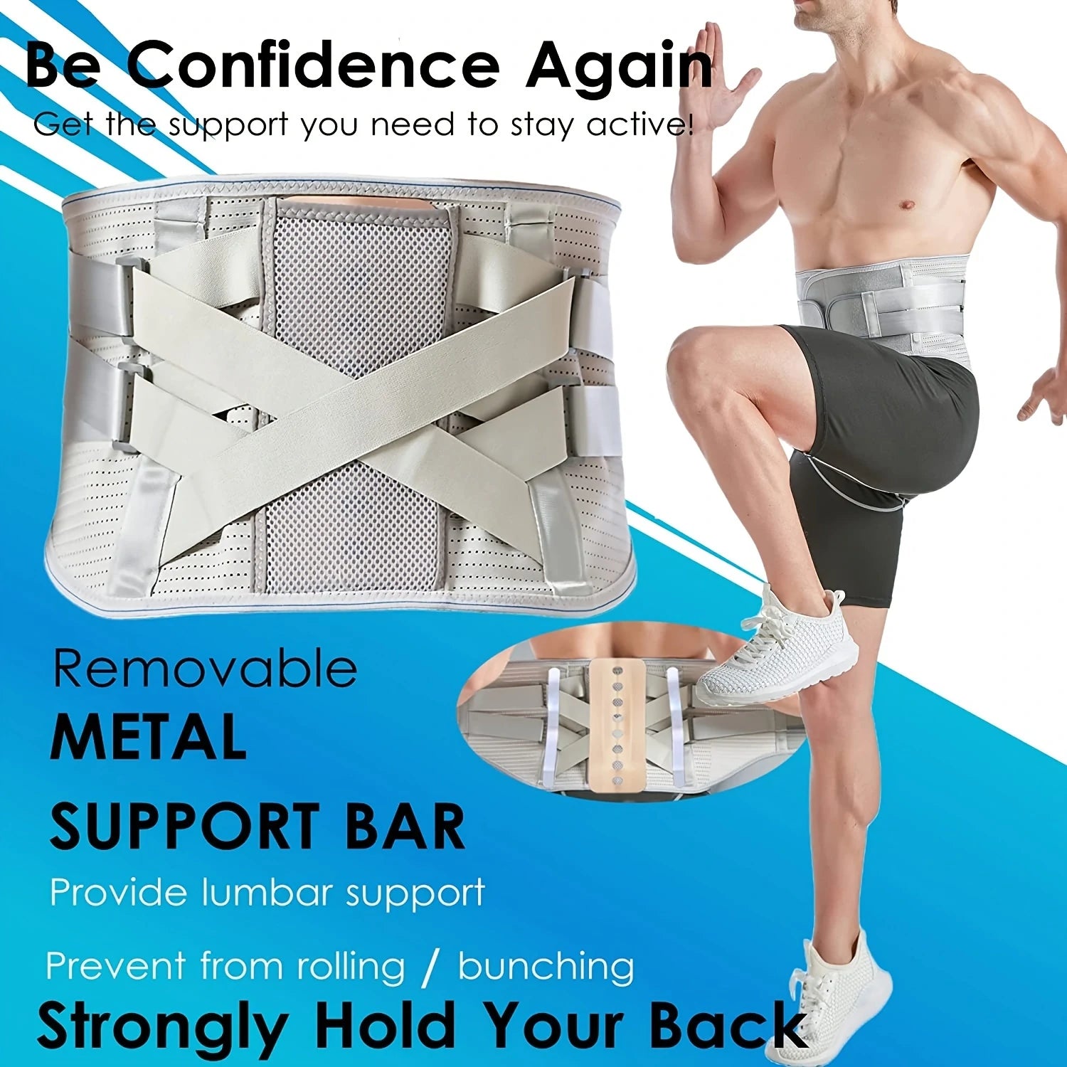 Back Support Belt Widen Comfort Anti-Skid Waist Spine Protection for Sport Injury Recovery