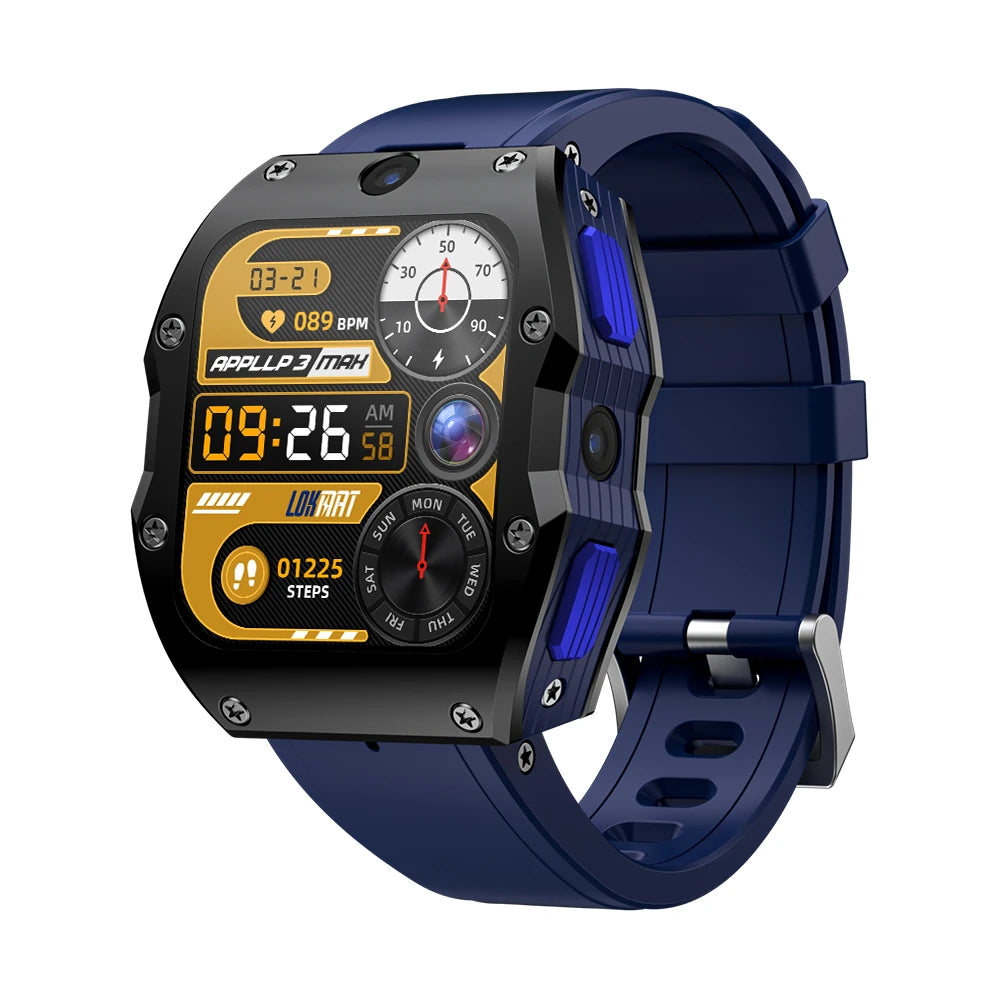 LOKMAT APPLLP 3 MAX 2.02 Inch HD TFT Display Bluetooth Call Heart Rate Spo2 Monitor Sleep Monitoring SOS Multi-Sport Modes Music Playback IP68 Waterproof 4G Smart Watch