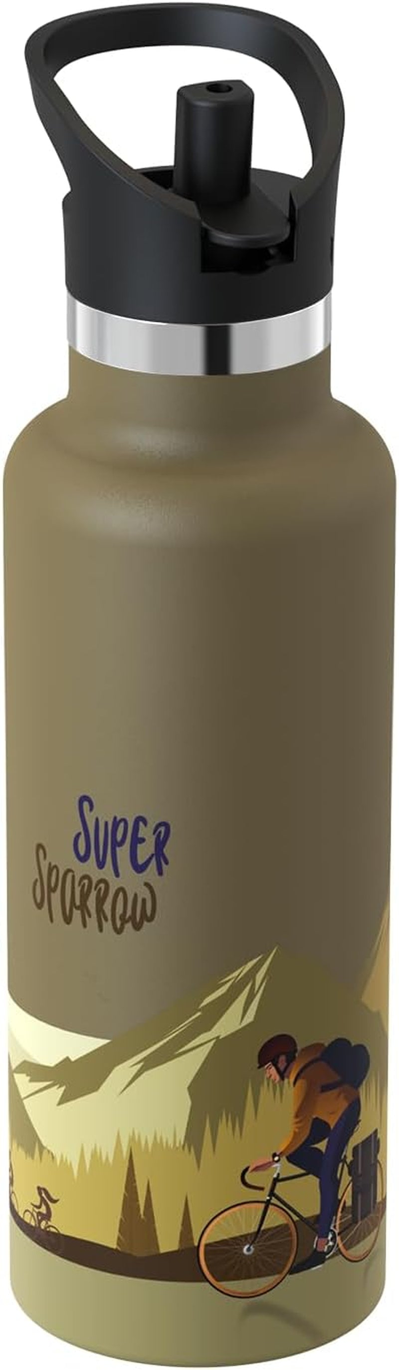 Sparrow Insulated Water Bottle - 350Ml/500Ml/750Ml/1L/1.2L - Flipflow Metal Water Bottles with Straw Lid - BPA Free - Leakproof Stainless Steel Flask for Sport, Gym, School, Outdoor, Travel