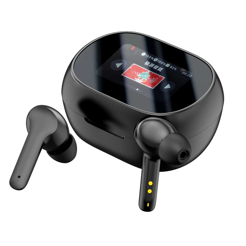 LED Smart Screen TWS Earbuds Wireless Bluetooth Earphone LED Colorful Touch Screen Panoramic Surround Sound 48H Playback Low Gaming Latency In-Ear Sports Headphones