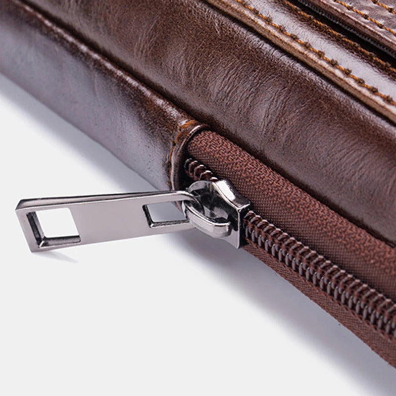 Men'S Leather Belt Waist Bag Travel Small Fanny Pack Phone Pouch Multifunctional Male Waist Bag Leather Pouch