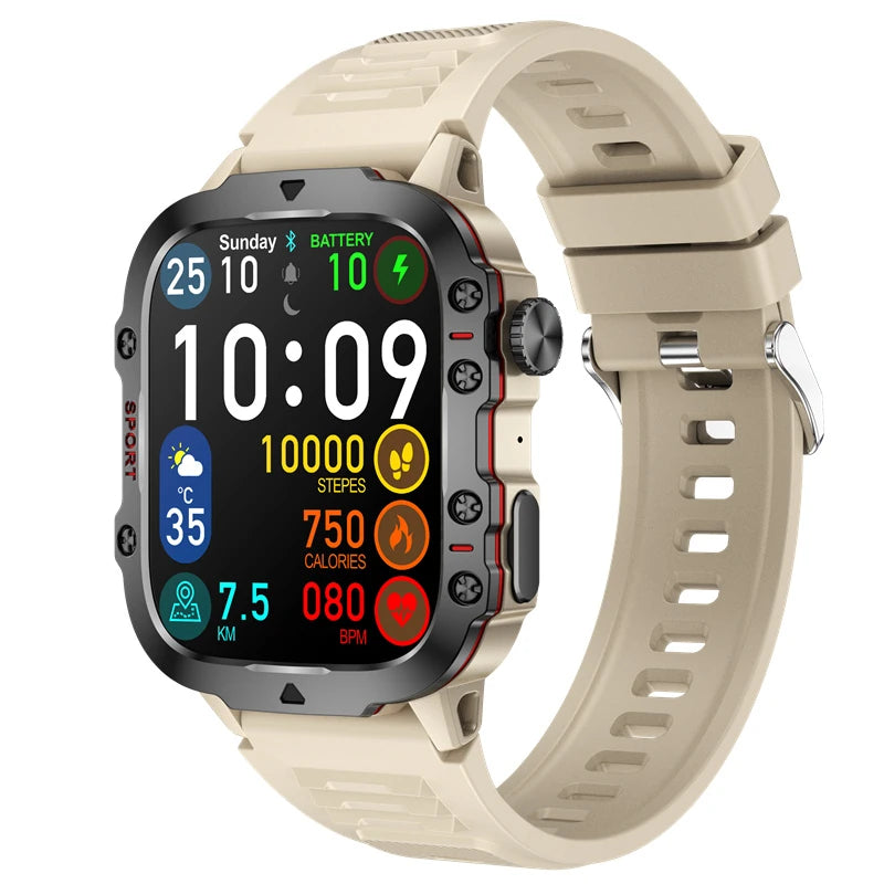 QX11 1.96Inch HD Screen Bluetooth Call Heart Rate Blood Pressure Spo2 Monitor Breath Training SOS Sleep Monitoring Multi-Sport Modes Music Playback 3ATM Waterproof Smart Watch